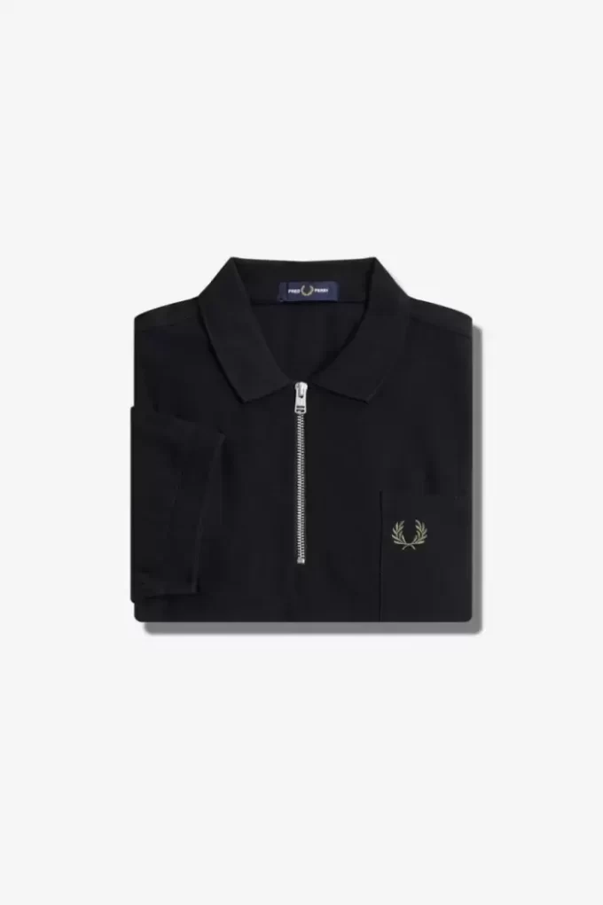Tricou polo texturat cu fermoar pentru bărbați Tricou polo texturat cu fermoar pentru bărbați