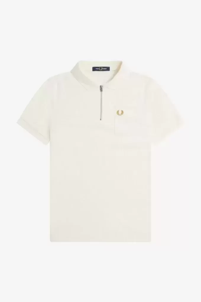 Tricou polo texturat cu fermoar pentru bărbați Tricou polo texturat cu fermoar pentru bărbați