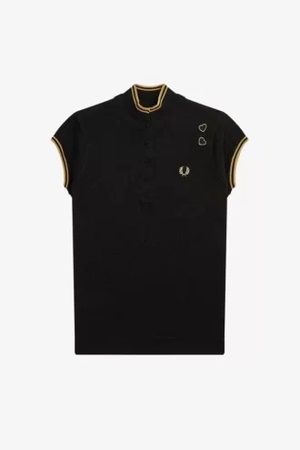 Tricou polo tricotat metalic pentru femei