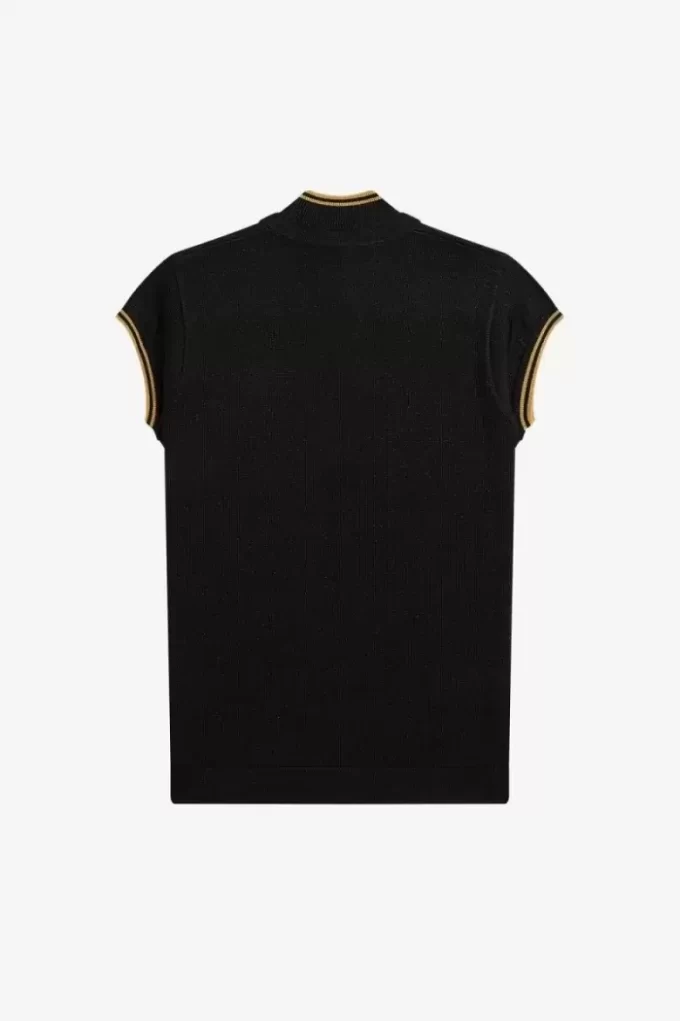 Tricou polo tricotat metalic pentru femei Tricou polo tricotat metalic pentru femei