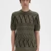 Tricou tricotat pentru bărbați cu panouri Argyle Tricou tricotat pentru bărbați cu panouri Argyle