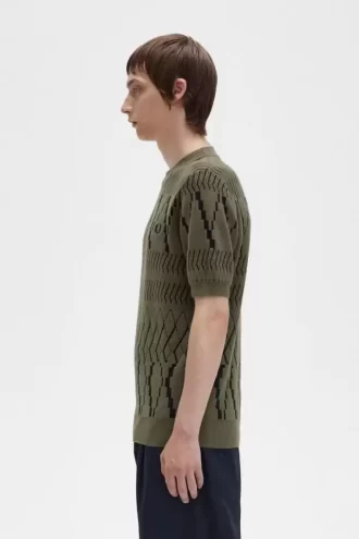 Tricou tricotat pentru bărbați cu panouri Argyle