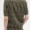 Tricou tricotat pentru bărbați cu panouri Argyle Tricou tricotat pentru bărbați cu panouri Argyle