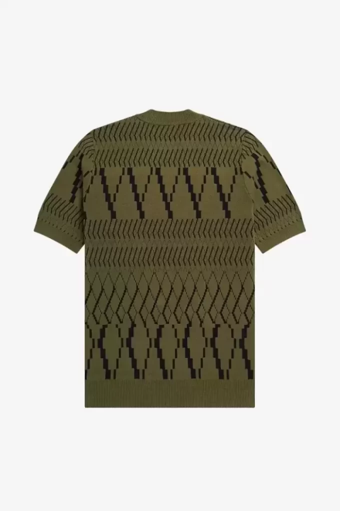 Tricou tricotat pentru bărbați cu panouri Argyle Tricou tricotat pentru bărbați cu panouri Argyle