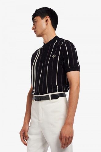 Tricouri polo Henley cu dungi